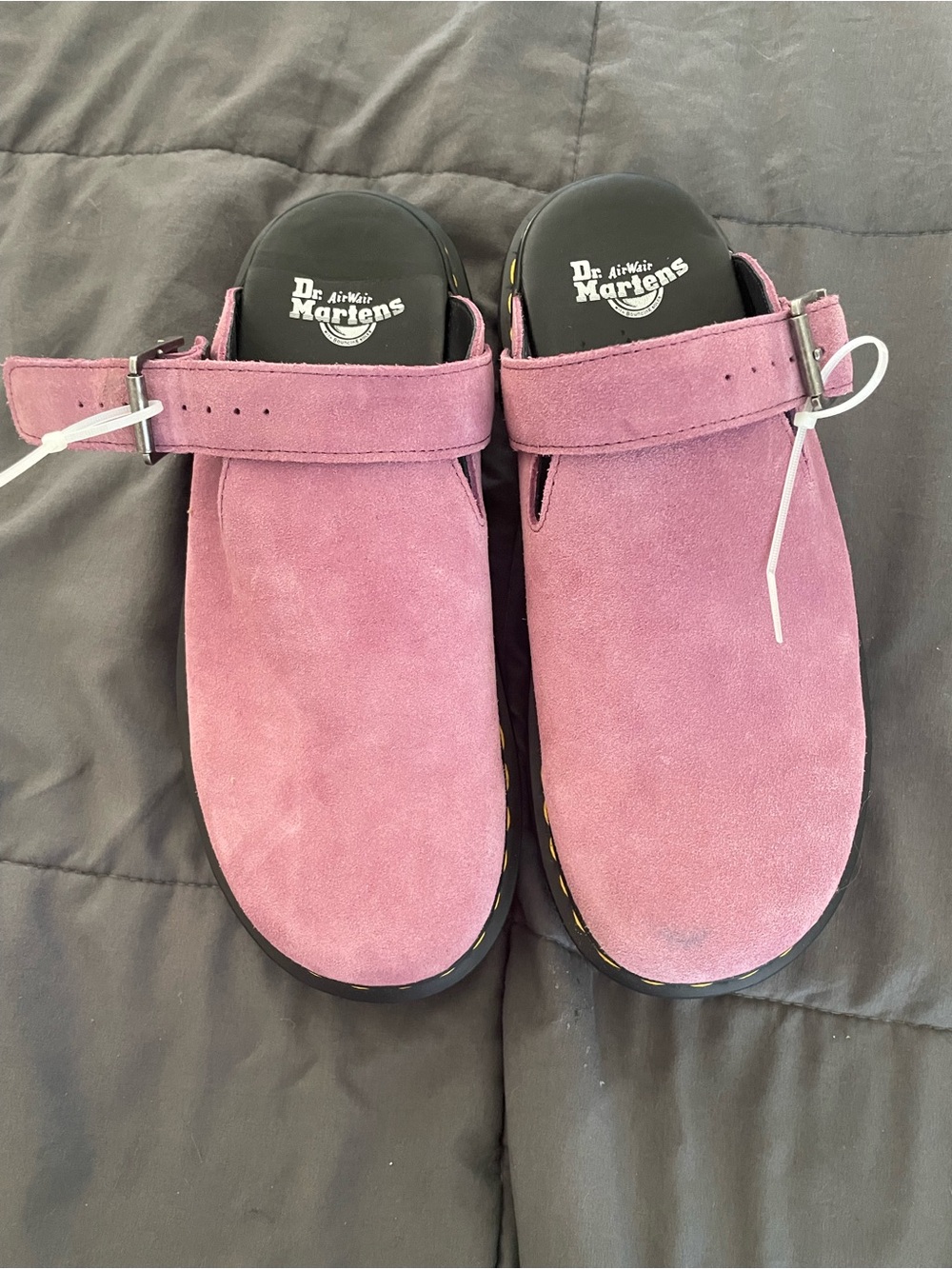 Dr. Martens Zebzag Pink Suede Mules - Picture 3 of 13